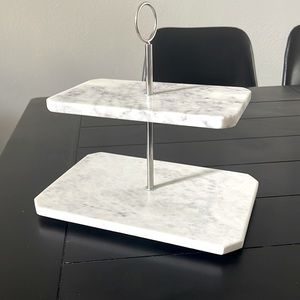 Two tier marble dessert stand